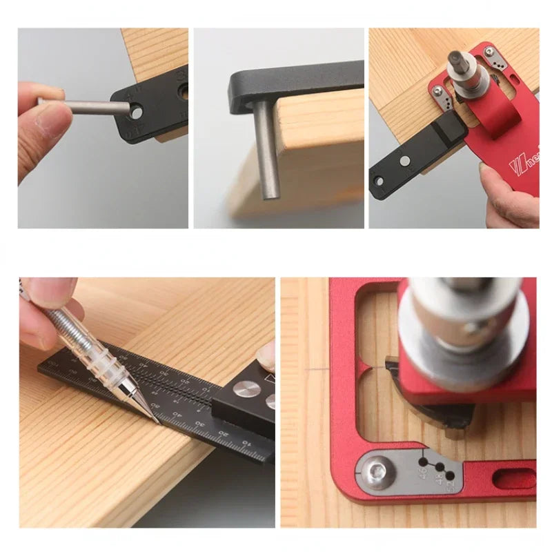 Woodworking Hinge Boring Jig 35mm  Hole Drilling Guide Locator with Fixture Alloy Hole Opener Template Hinge Door Cutout Tool