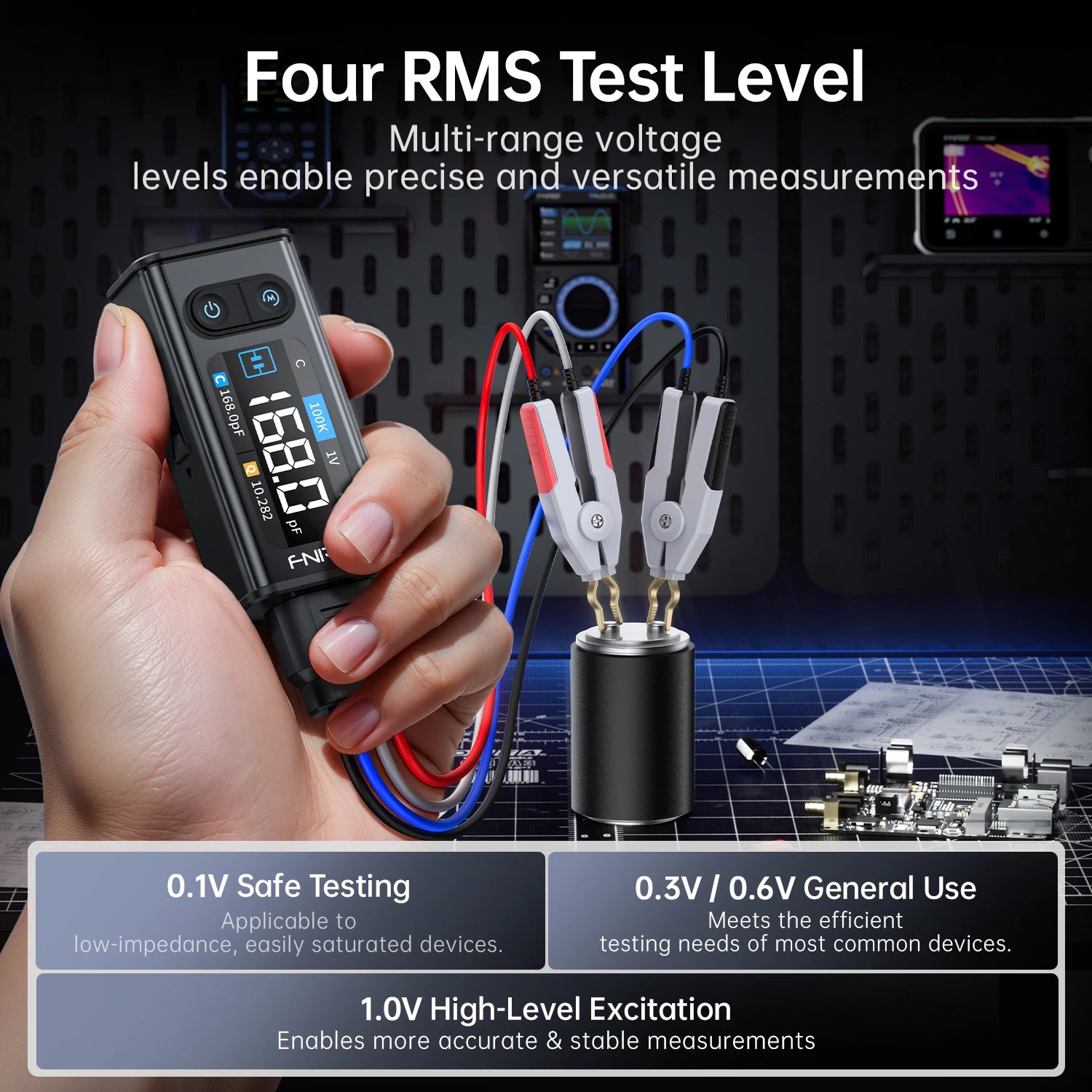 FNIRSI LCR-ST2 2-in-1 Digital Tweezer Bridge LCR ESR Meter SMD Test Kelvin Clip Electronic Component Multifunctional Tester Tool