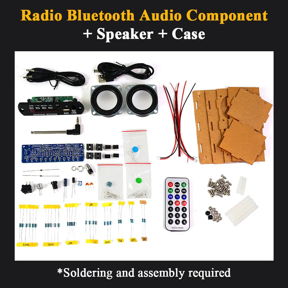 Kit altoparlante Bluetooth fai da te con radio FM 87,5-108 MHz Progetto di saldatura fai da te Kit di elettronica per esercitazioni di saldatura Assemblaggio con chiavetta USB e supporto TF