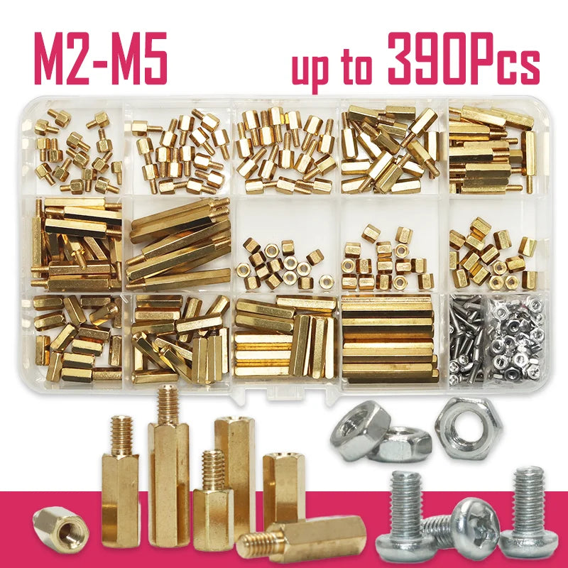 M2 M2.5 M3 M4 M5 Motherboard Standoffs Screws Nuts Kit for DIY Electronic PCB Circuit Hex Pillar Mount Male Female Brass Spacer