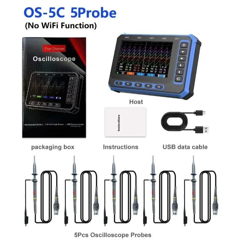TOOLTOP OS-5C Five-channel Oscilloscope 1MHZ bandwidth 3M sampling rate Digital oscilloscope