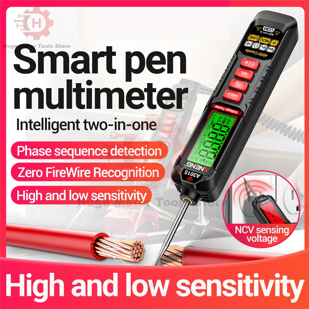 ANENG Digital Car Voltage Tester Pen AC/DC Voltage 600V Smart Non-Contact Auto Ohm Diode Tester Digital Multimeter For Tool