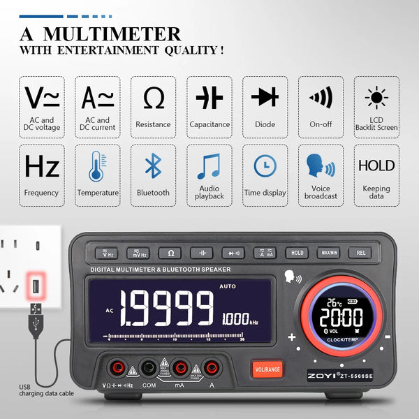 ZT-5566SEAPP Bluetooth serie intelligente digitale high-präzision multimeter anti-brennen kurve daten überwachung stimme desktop elektr 