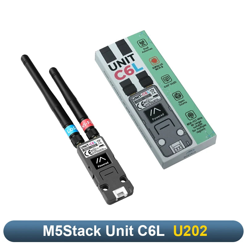 M5Stack Unit C6L LoRa Communication Unit ESP32-C6 Wi-Fi 6 & SX1262 868-923MHz Supports Meshtastic with OLED for IoT