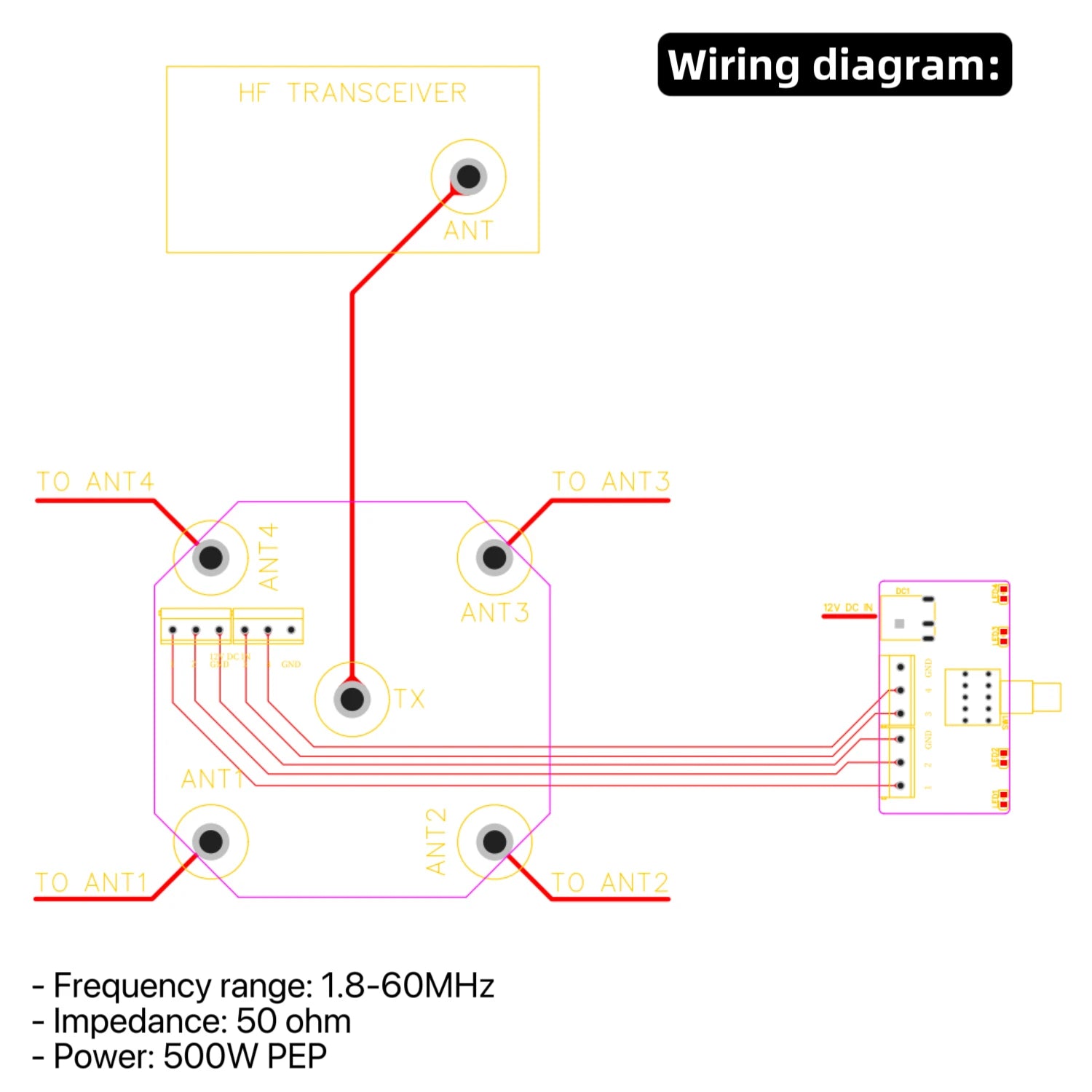 AT-14 4-Way Coax Remote Antenna Switch Convenient Switching 1.8MHz-60MHz 500W PEP Ham Radio detail image 5