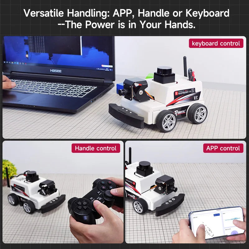 Raspberry Pi 5 ROS2 Robot Car Kit With TOF Lidar Support AI Visual Recognition SLAM Mapping Navigation Electronic Education Set