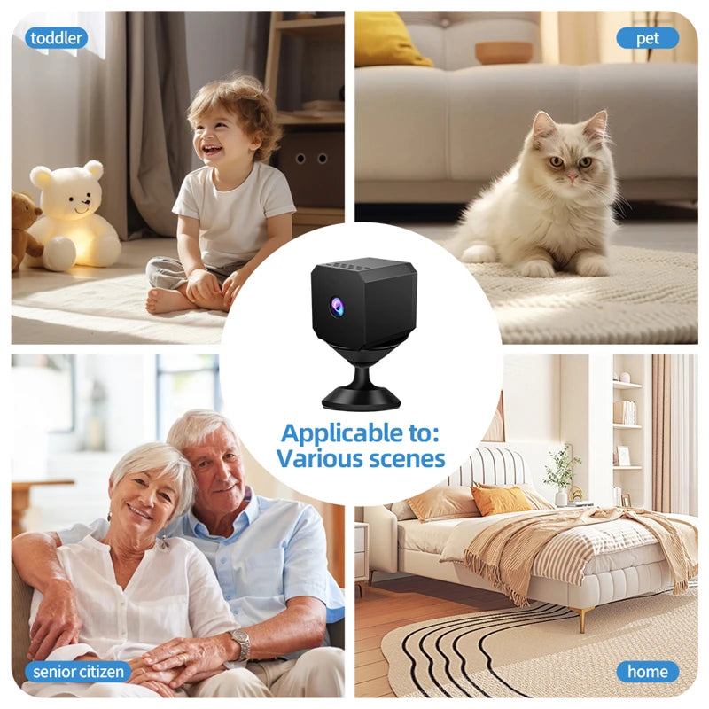 Mini 4K WiFi Camera Remote Monitor Motion Detection Night Vision Long Battery Security Alert Indoor Outdoor Home Security Camera