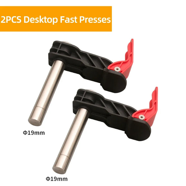 2Pcs Desktop Quick Acting  Woodworking Clamp Fast Fixing Workbench  Dogs Hold Down Guide Rail System Tool Stainless Steel Clamp