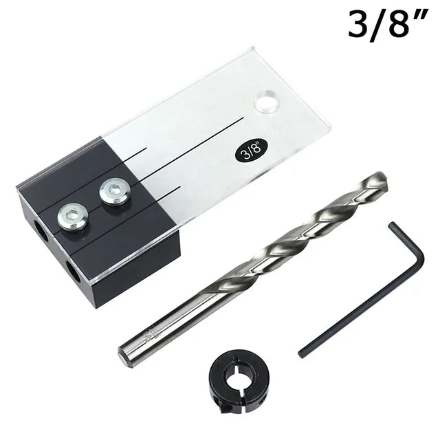 Dowel Drilling Jig Kit Pocket Hole Jig Locator Guide Tool 1/2