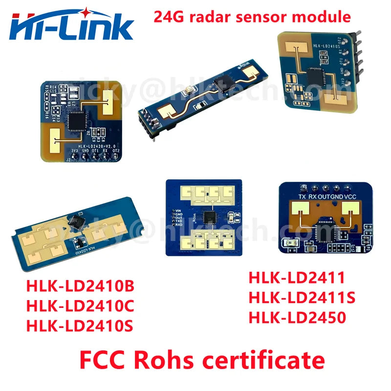 Hi-Link Rohs/FCC/CE 24G HLK-LD2410 LD2410C LD2402 LD2450 LD2401 Smart Home/Hotel Human Presence Motion Sensor Radar Module