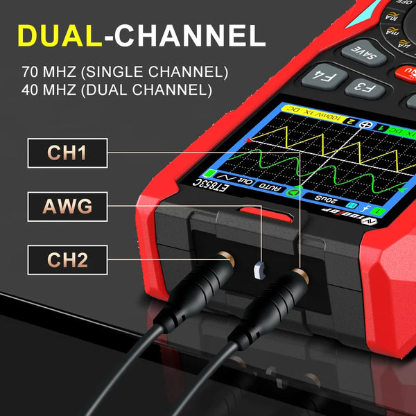 TOOLTOP ET853C 70Mhz 2CH Portable Digital Oscilloscope 20000 Counts Digital Multimeter Signal Generator 3in1 Car Repair Tools