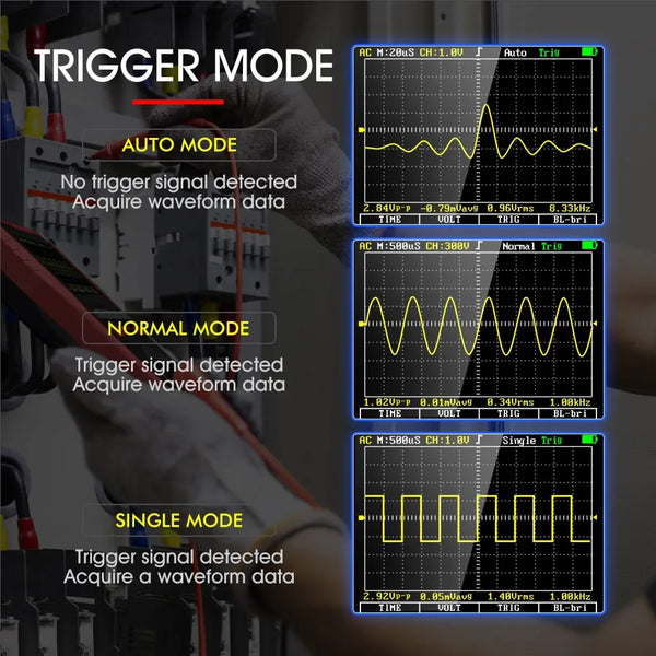 TOOLTOP ET2010A 1MHz Portable Digital Oscilloscope 2.5Msps Auto True RMS Multimeter AC 10A 600V High Voltage Tester