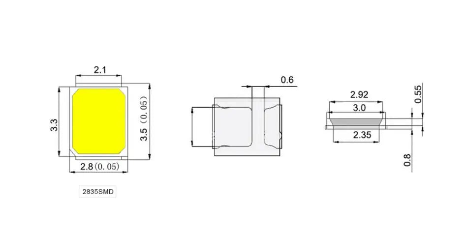 200PCS/LOT 2835 SMD 3V Pure White / Natural White / Warm White / Cool White LED 23-26LM detail image 3