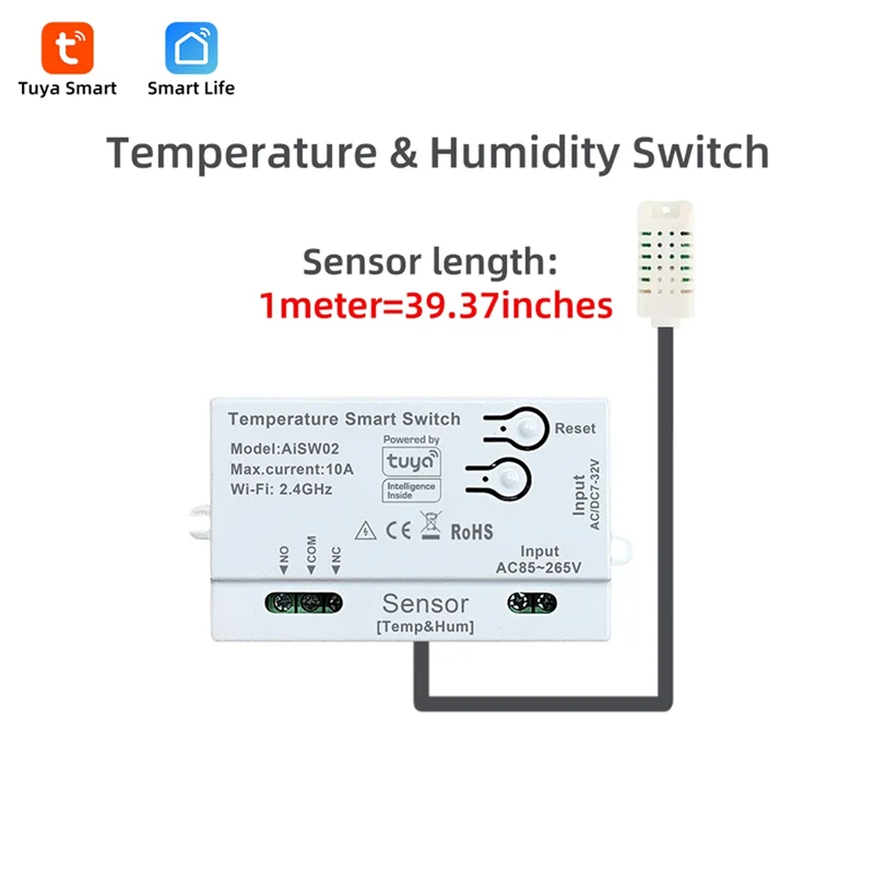 Interruttore con sensore di temperatura e umidità Wi-Fi Smart Tuya B29C con sonda esterna per un monitoraggio affidabile