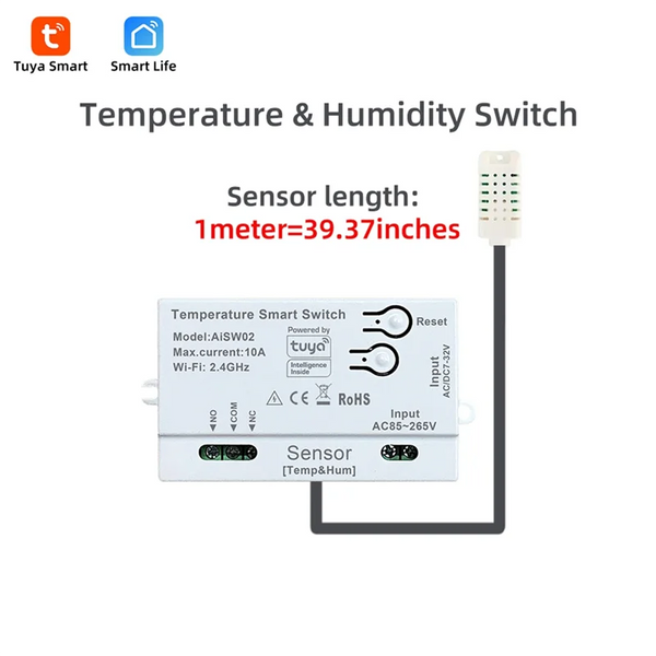 Interruttore con sensore di temperatura e umidità Wi-Fi Smart Tuya B29C con sonda esterna per un monitoraggio affidabile