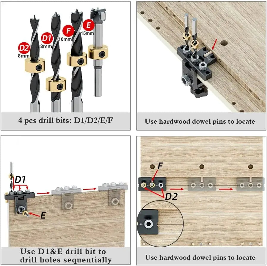 3-In-1 Precision Jig Dowel Cam Jig Versatile Woodworking Kit for DIY Hole Drilling Guide Woodworking Position Locator Puncher