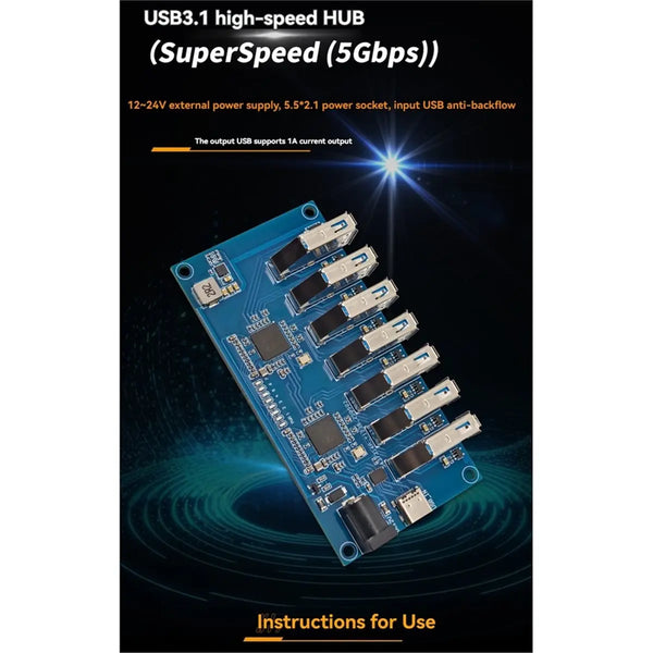 Stable- VL817 USB3.1 HUB Module 1-to-7 Port Hub Splitter Supports SuperSpeed/High Speed detail image 4