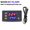 W3230 Mini digitális hőmérséklet-szabályozó 12V 24V 220V termosztát szabályozó fűtés-hűtés szabályozó hőszabályozó érzékelővel