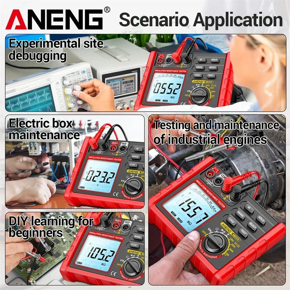 ANENG MH15 Digital Megohmmeter  Insulation Resistance Tester  Earth Megometro 6000 Count Multifunctional Ohm Tester High Voltage