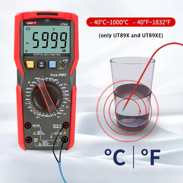 UNI-T Professional Digital Multimeter UT89X UT89XD True RMS NCV 20A Current AC DC Voltmeter Capacitance Resistance Tester