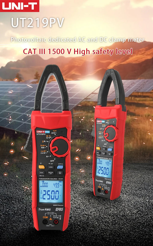 UNI-T UT219PV Clamp Meter Digital 1500V 2500V Bluetooth Multimeter Pliers Ammeter Voltmeter PEAK LPF Photovoltaic Multi Tester