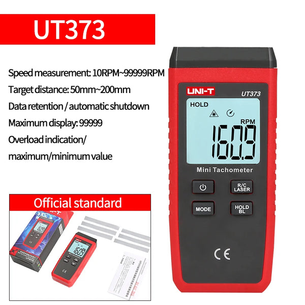 UNI-T UT373 Mini Digital Laser Tachometer Non Contact Universal 99999 RPM Meter Rotational Speed Sensor Tachometer LCD Backlight