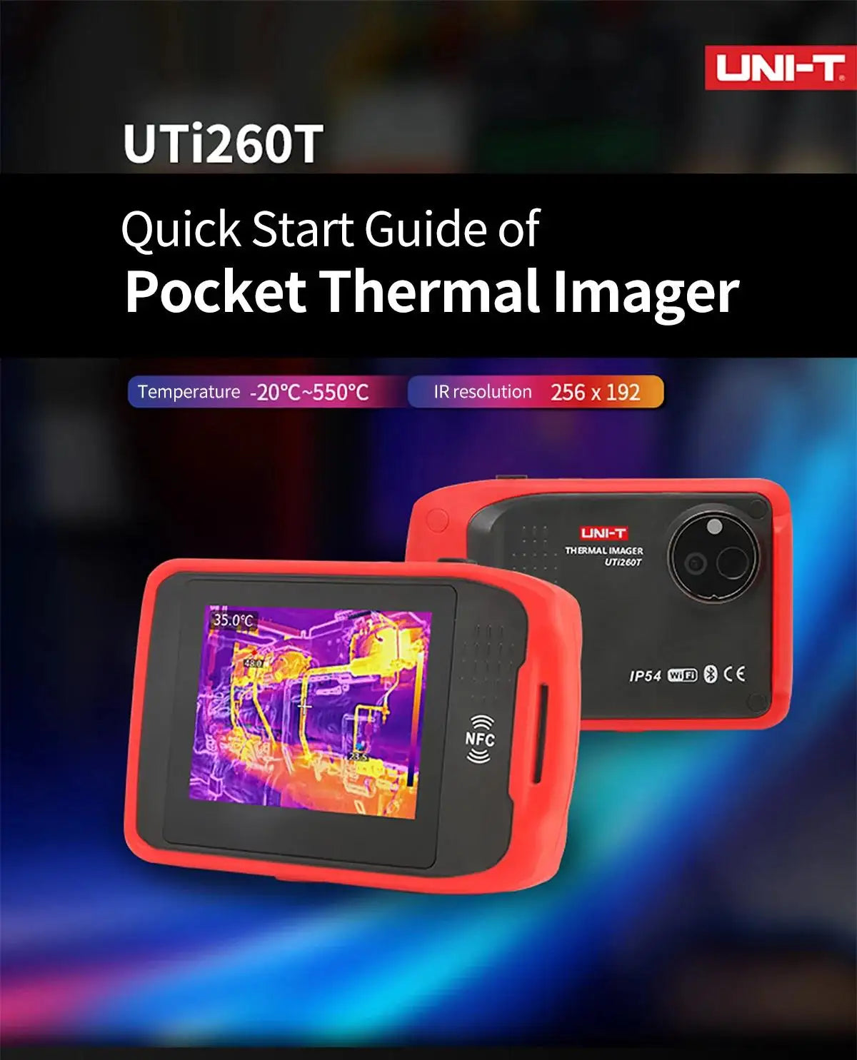 UNI-T UTI260T Pocket Thermal Imager 256x192 NCV Bluetooth Thermographic Camera Infrared Thermal Camera For Repair PCB Circuit