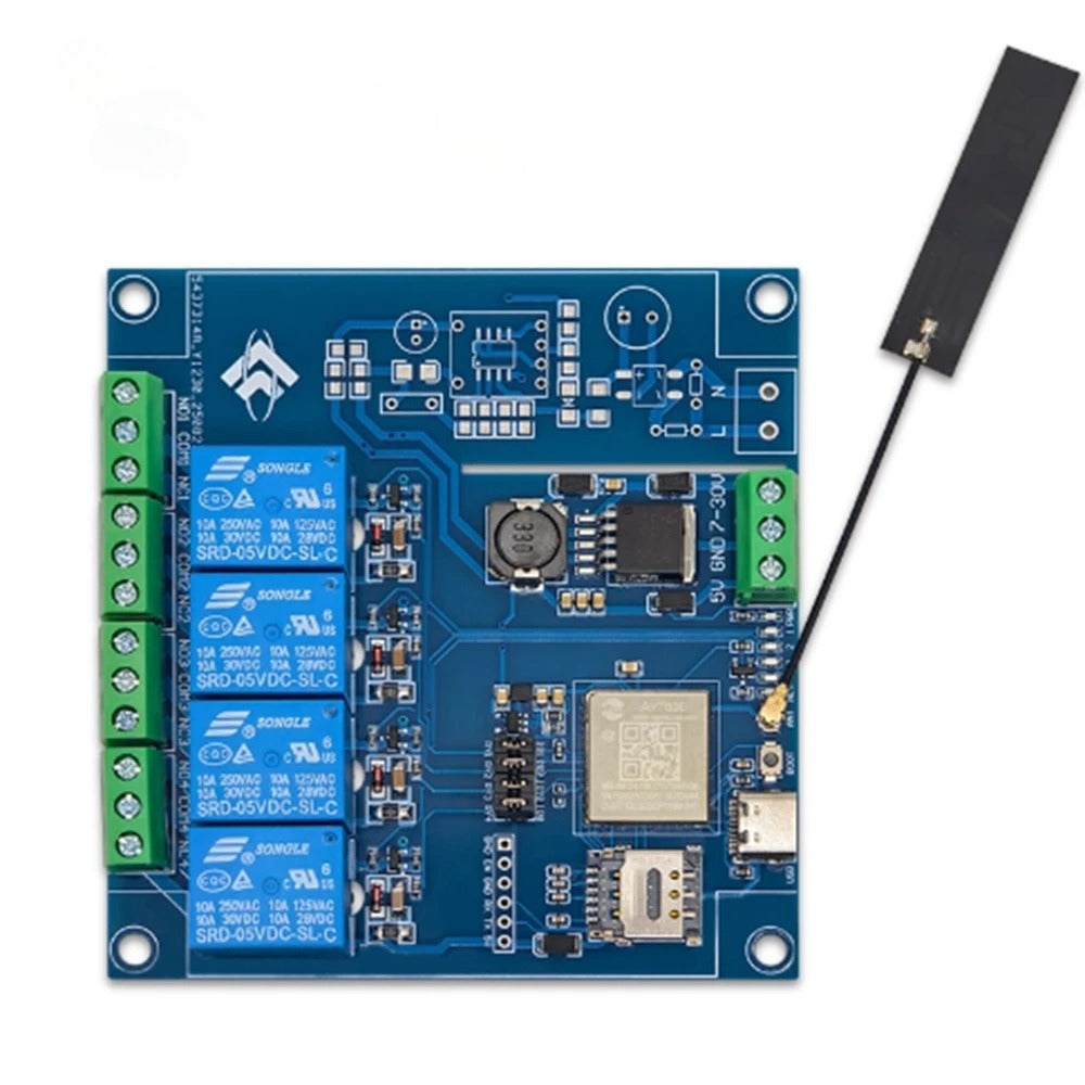 IR780E 4G full network four way relay module Bluetooth WiFi development board DC7-24V power supply product image